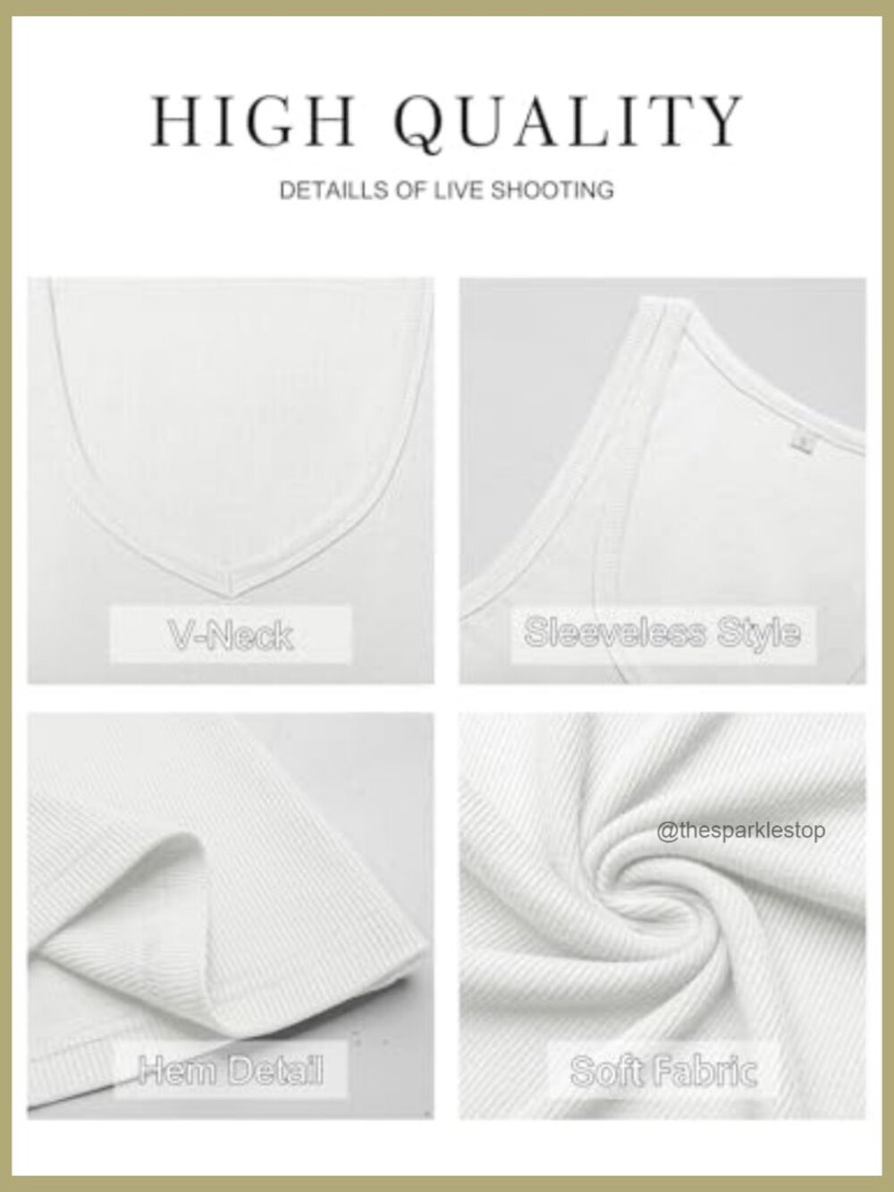 Sleeveless Ribbed Knit Tank Top - V-Neck Cami Layering Shirt - Picture 6 of 7